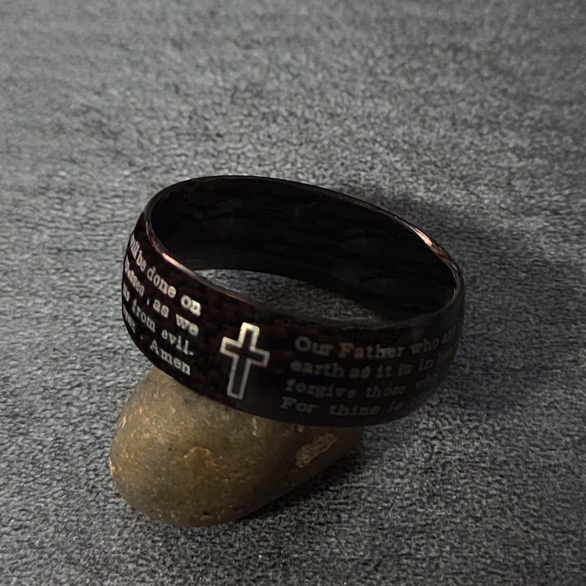 ThinkEngraved Prayer Ring Personalized Christian Cross and Lord's Prayer Ring Engraved Promise Ring