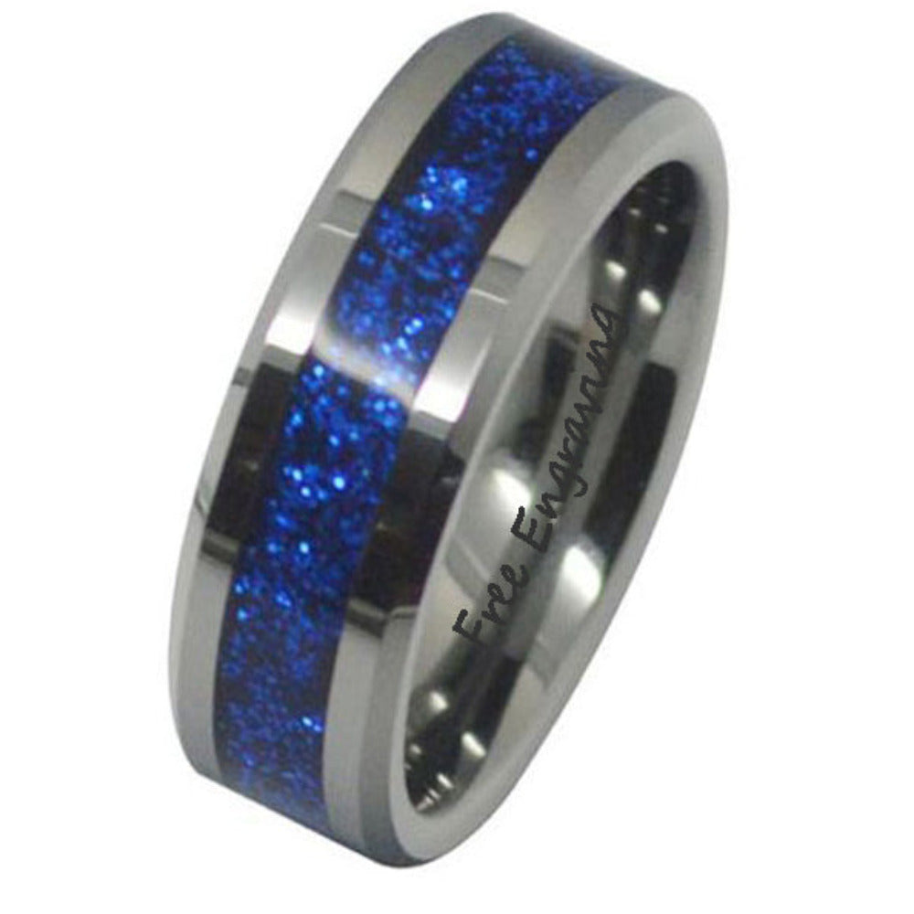 ThinkEngraved Promise Ring 7 Personalized Engraved Men's Blue Fire Opal Promise Ring