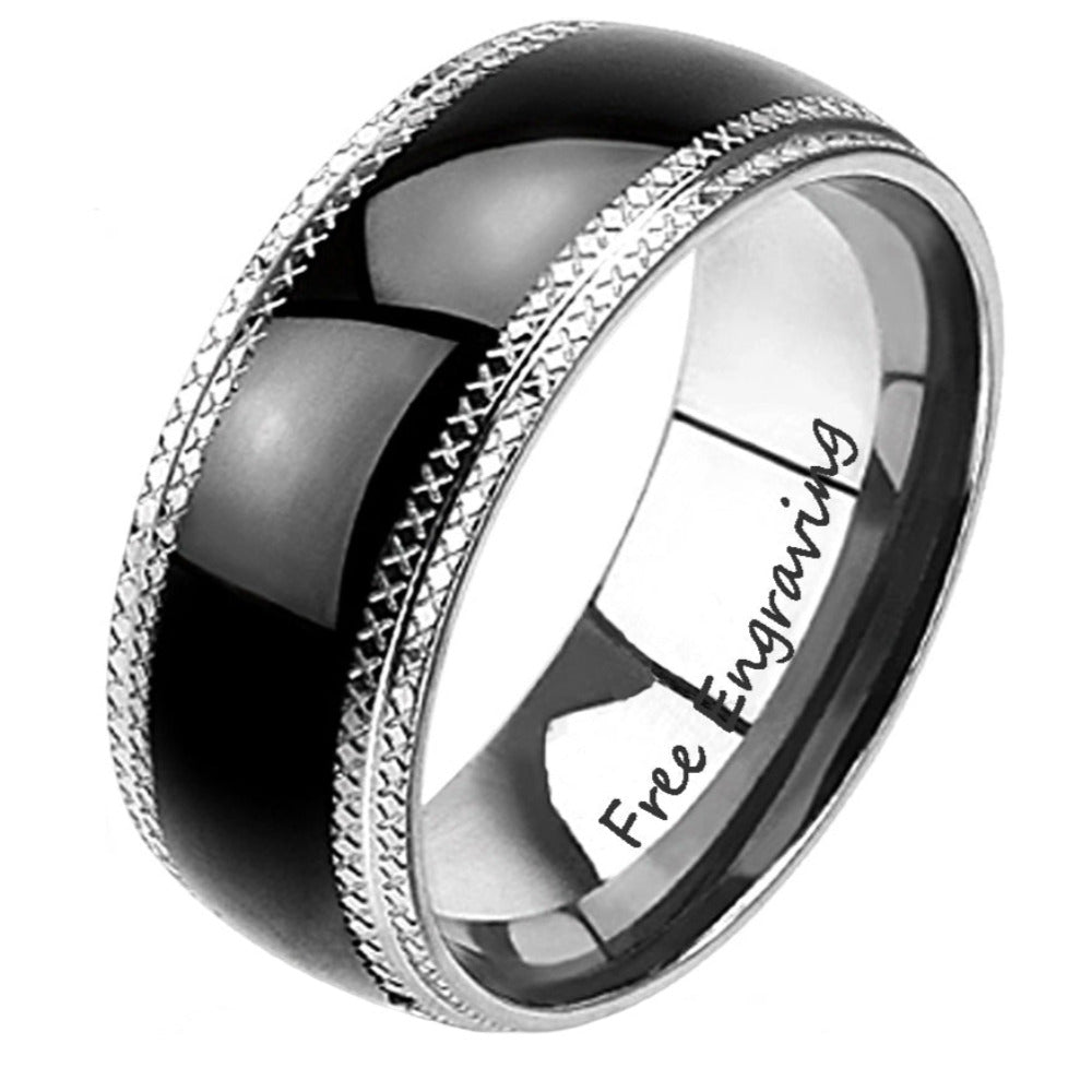 ThinkEngraved Promise Ring 9 Personalized Men's Promise Ring Stainless Steel X-Band Guys Promise Ring