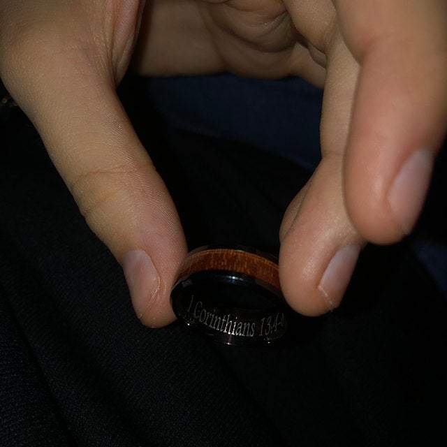 ThinkEngraved Promise Ring Custom Engraved Men's Black Wood Promise Ring - Wood Promise Ring For Guys