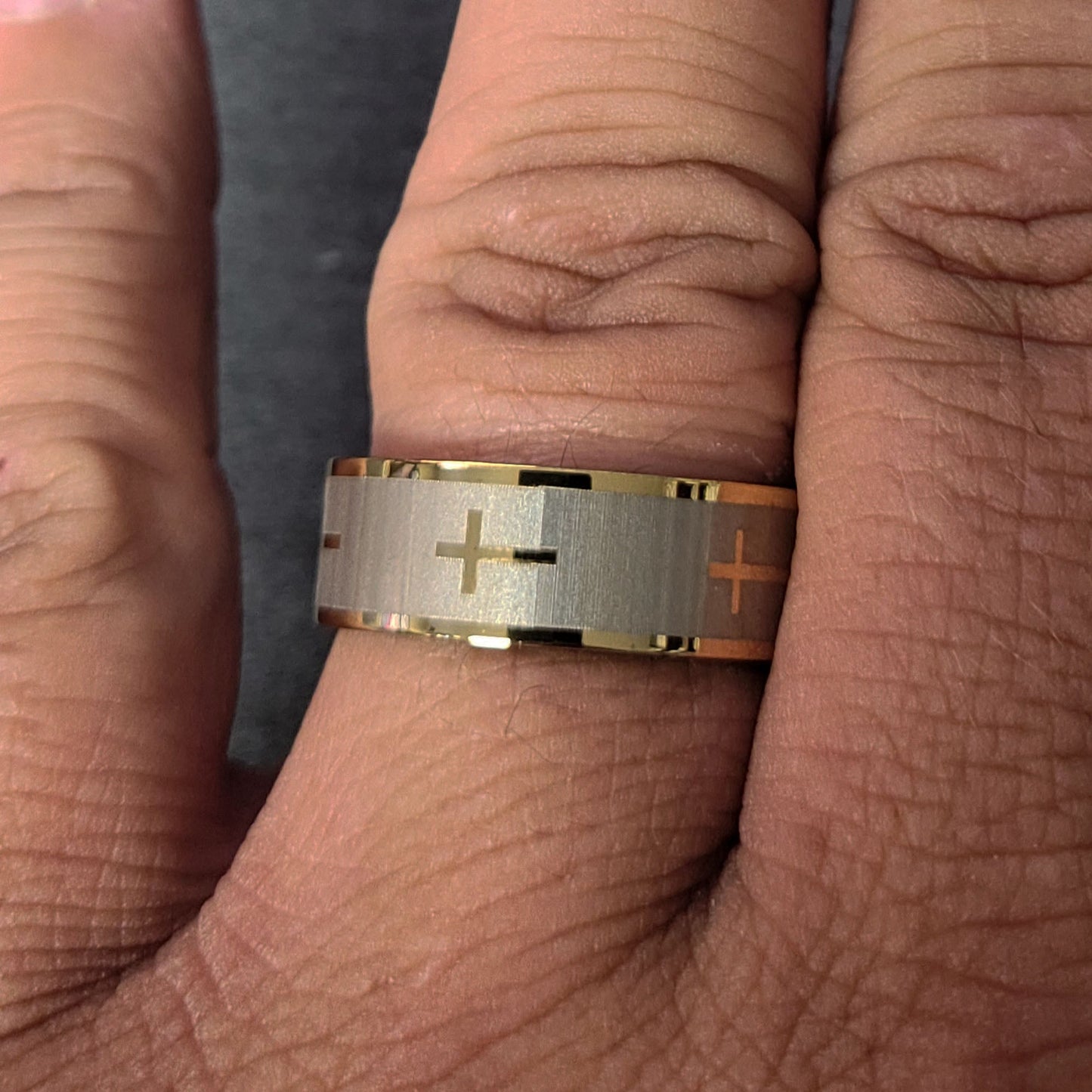 ThinkEngraved Promise Ring Custom Engraved Men's Christian Cross Promise Ring - Engraved Handwriting Ring For Guys