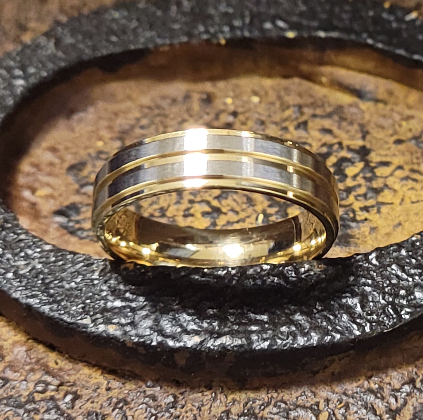 ThinkEngraved Promise Ring Custom Engraved Men's Gold and Silver Promise Ring - Personalized Handwriting Ring