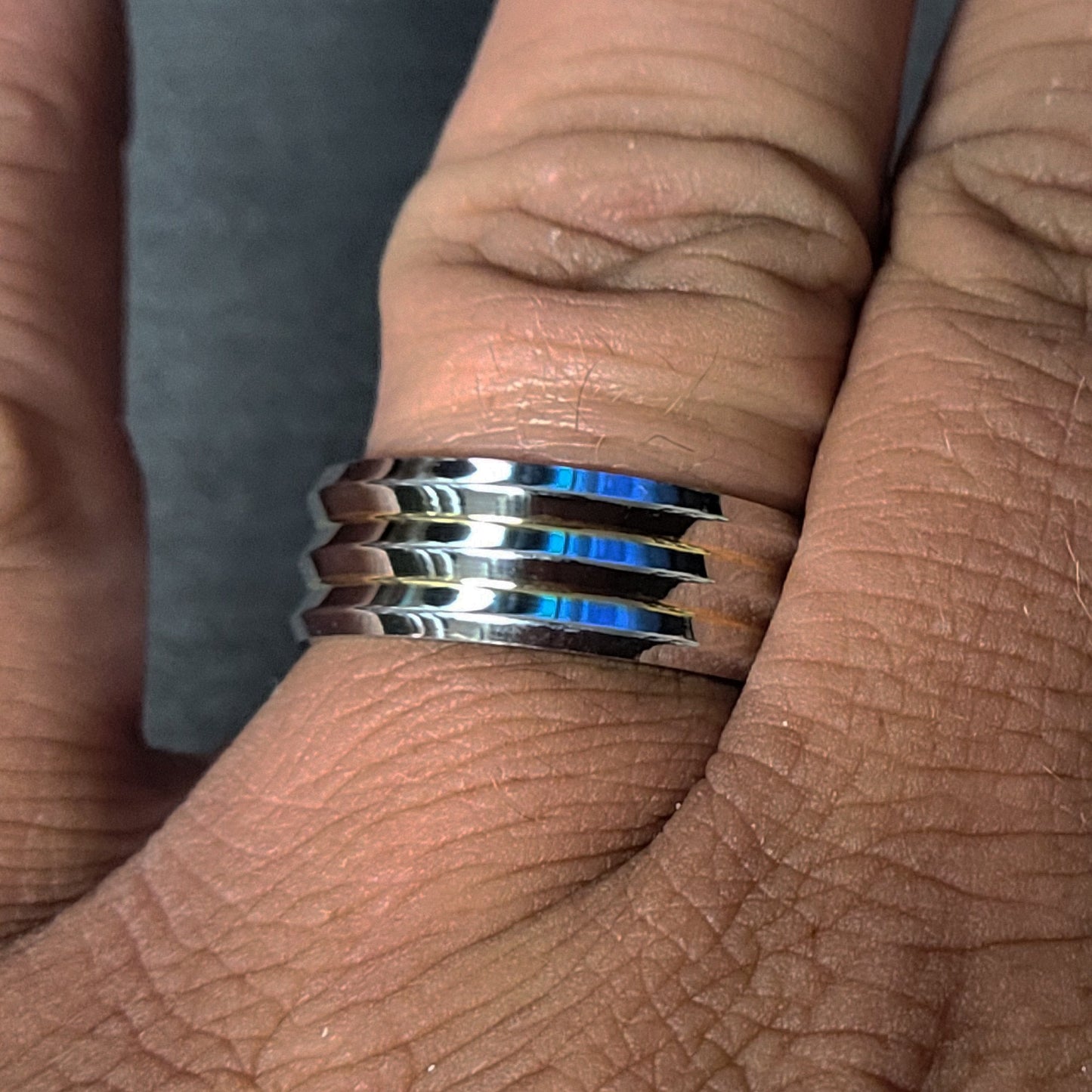 ThinkEngraved Promise Ring Custom Engraved Men's Silver and Gold Promise Ring - Personalized Men's Ring