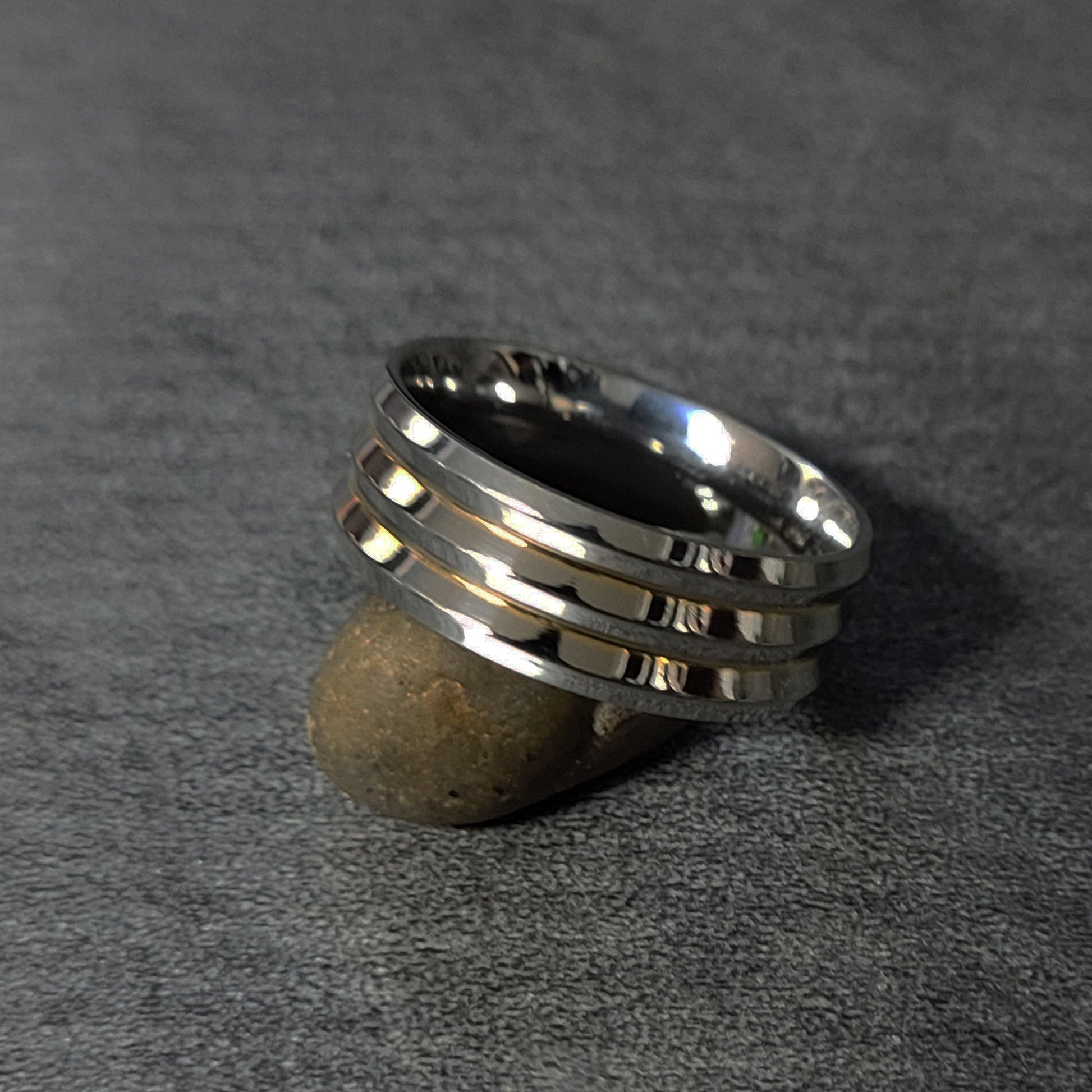 ThinkEngraved Promise Ring Custom Engraved Men's Silver and Gold Promise Ring - Personalized Men's Ring