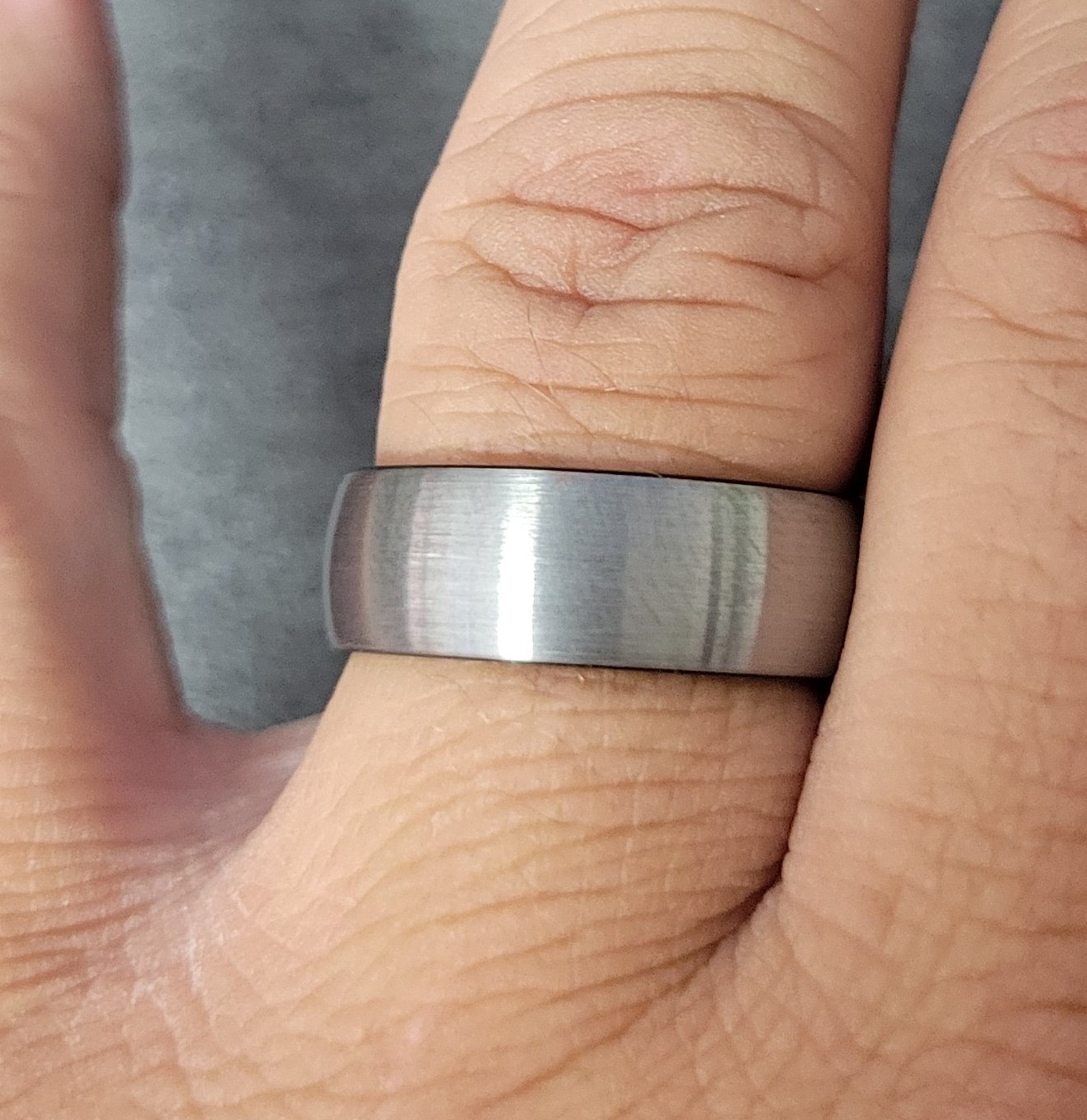 ThinkEngraved Promise Ring Custom Engraved Men's Tungsten Brushed Steel Promise Ring - Personalized Handwriting