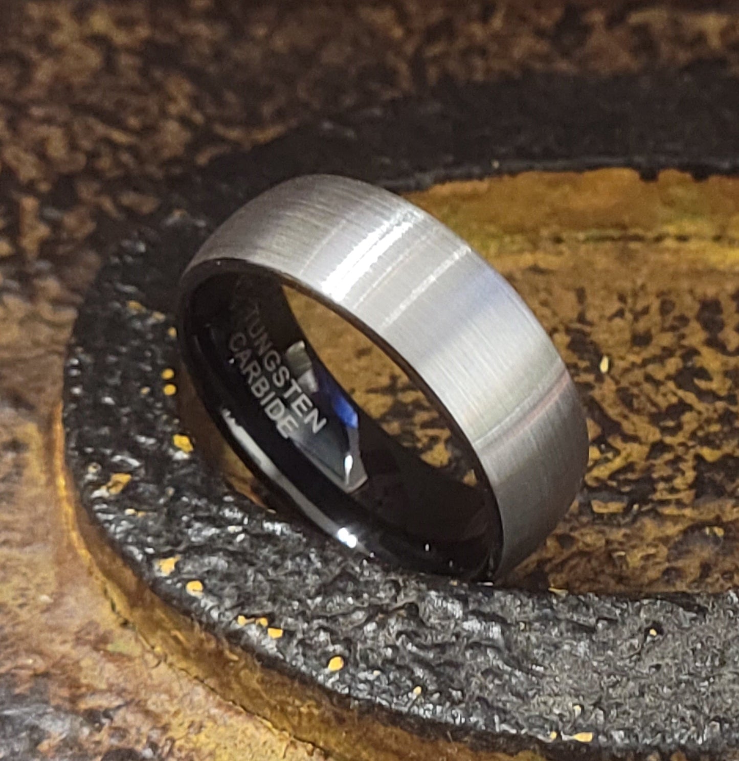 ThinkEngraved Promise Ring Custom Engraved Men's Tungsten Brushed Steel Promise Ring - Personalized Handwriting