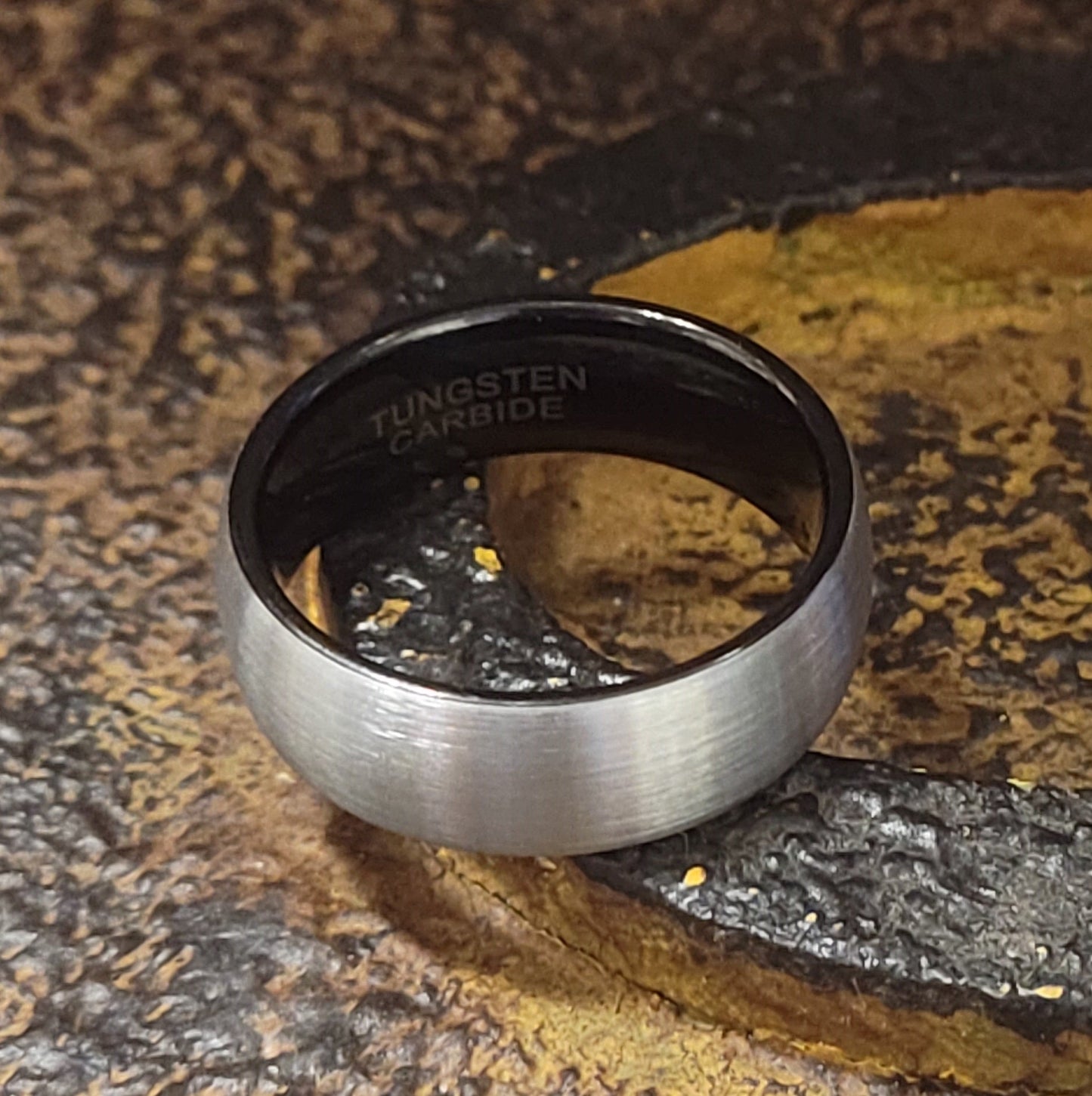 ThinkEngraved Promise Ring Custom Engraved Men's Tungsten Brushed Steel Promise Ring - Personalized Handwriting