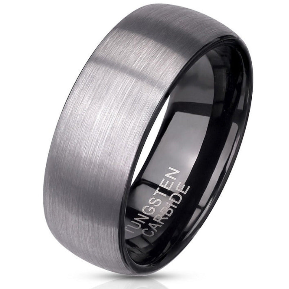 ThinkEngraved Promise Ring Custom Engraved Men's Tungsten Brushed Steel Promise Ring - Personalized Handwriting