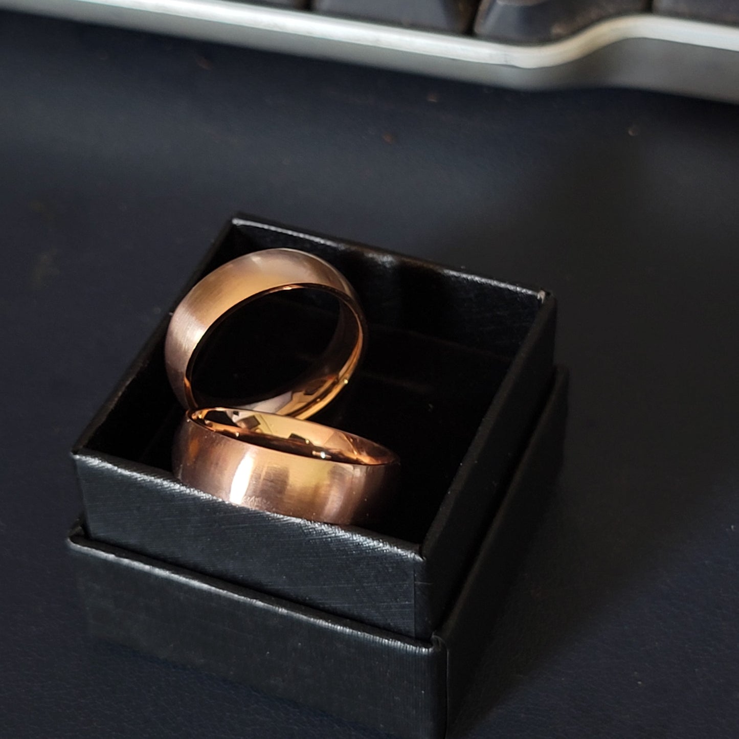 ThinkEngraved Promise Ring Men's Custom Engraved Rose Gold Promise Ring - Personalized Promise Ring For Him