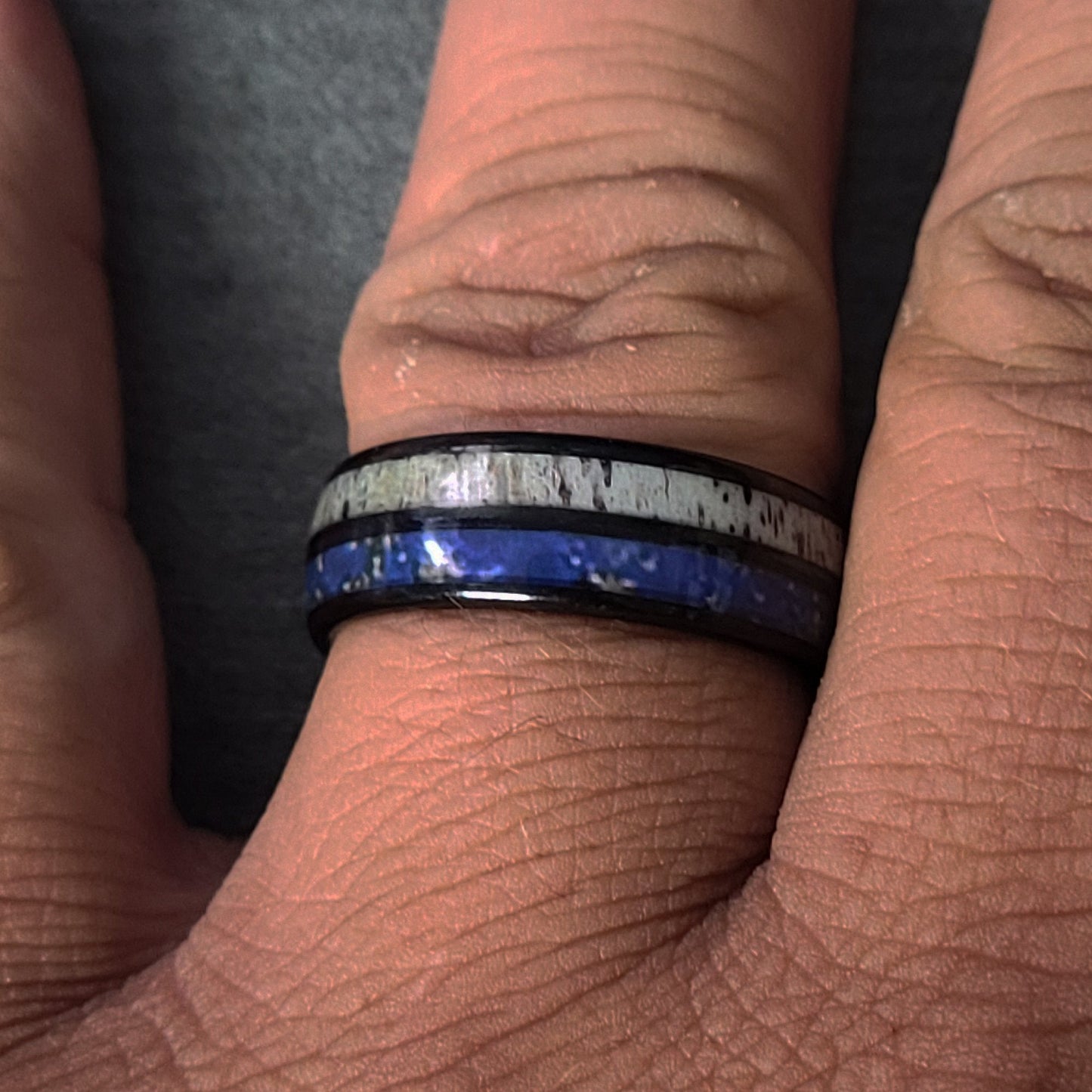 ThinkEngraved Promise Ring Personalized Men's Antler Tungsten Promise Ring - Engraved Handwriting Ring
