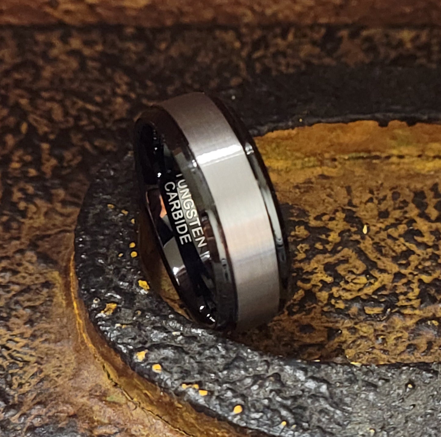 ThinkEngraved Promise Ring Personalized Men's Brushed Steel Real Tungsten Promise Ring - Handwriting Ring