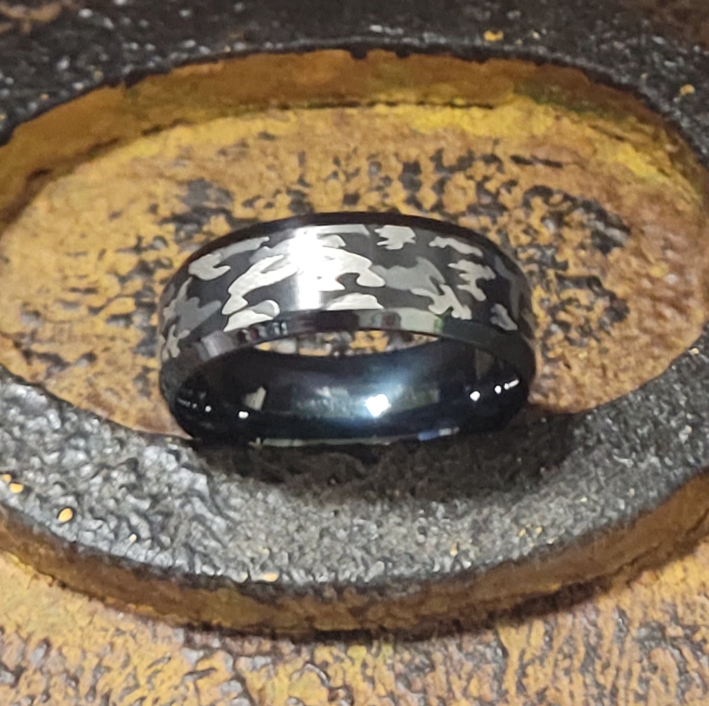 ThinkEngraved Promise Ring Personalized Men's Camo Promise Ring - Engraved Handwriting Camouflage Ring