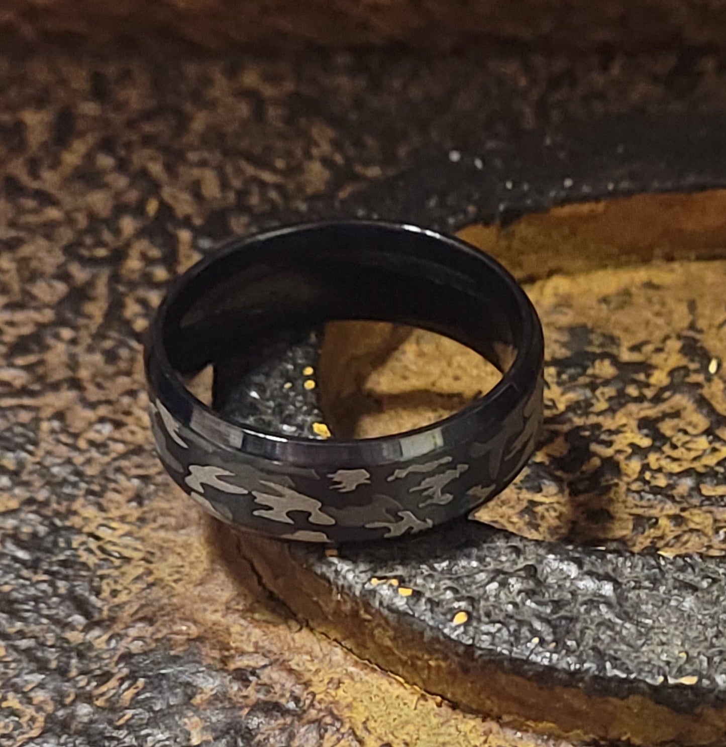 ThinkEngraved Promise Ring Personalized Men's Camo Promise Ring - Engraved Handwriting Camouflage Ring
