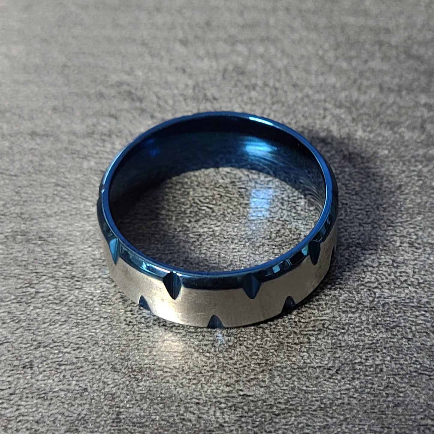 ThinkEngraved Promise Ring Personalized Men's Gold Notched Wedding Ring - Engraved Handwriting Wedding Ring