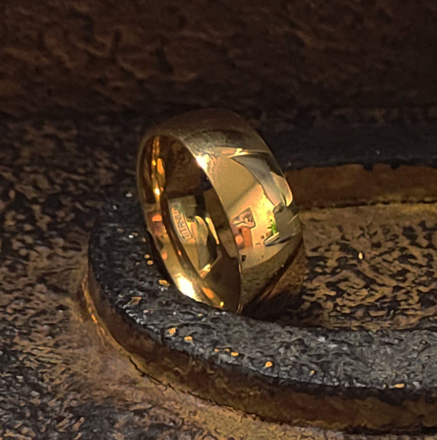 ThinkEngraved Promise Ring Personalized Men's Gold Titanium Promise Ring - Promise Ring For Guys