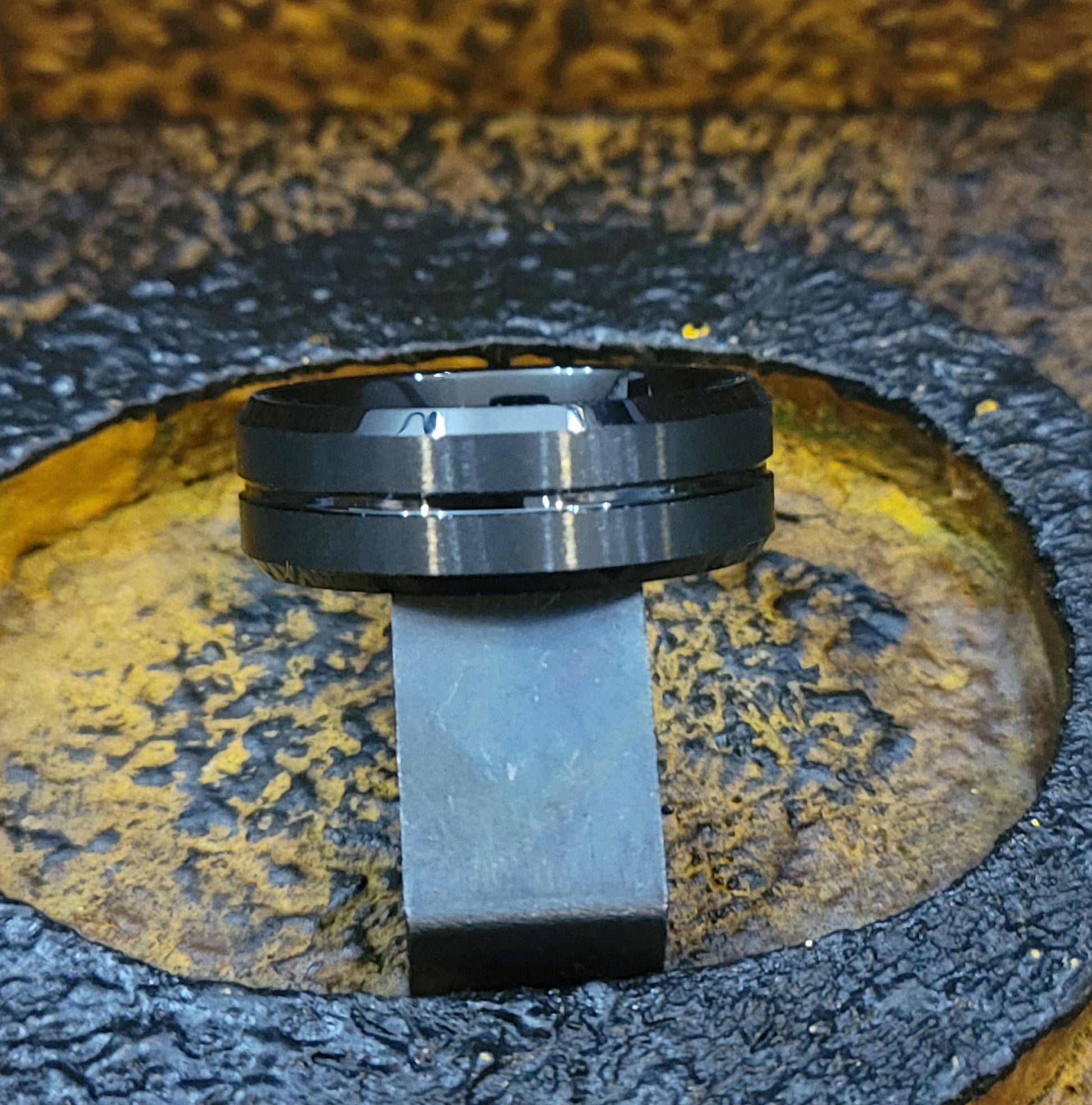 ThinkEngraved promise ring Personalized Men's Matte Black Grooved Tungsten Promise Ring - Handwriting Ring