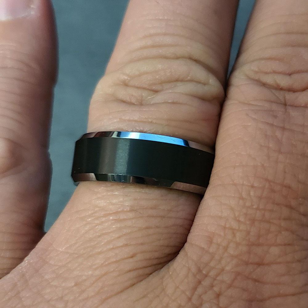 ThinkEngraved Promise Ring Personalized Men's Matte Black Tungsten Promise Ring - Engraved Promise Ring