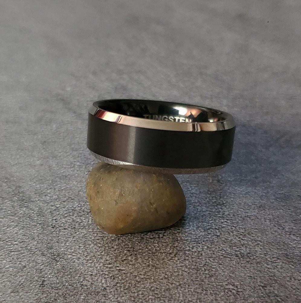 ThinkEngraved Promise Ring Personalized Men's Matte Black Tungsten Promise Ring - Engraved Promise Ring