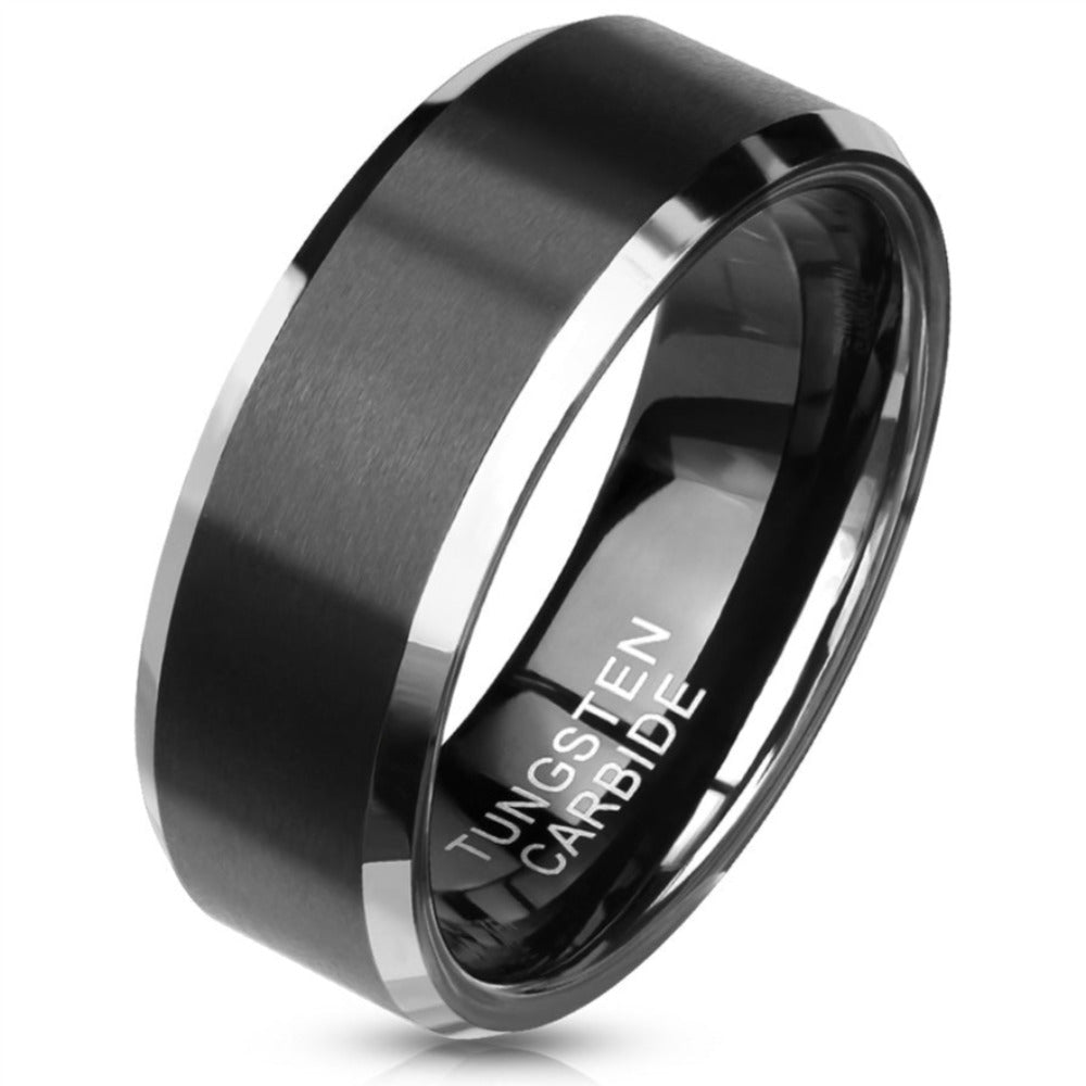 ThinkEngraved Promise Ring Personalized Men's Matte Black Tungsten Promise Ring - Engraved Promise Ring