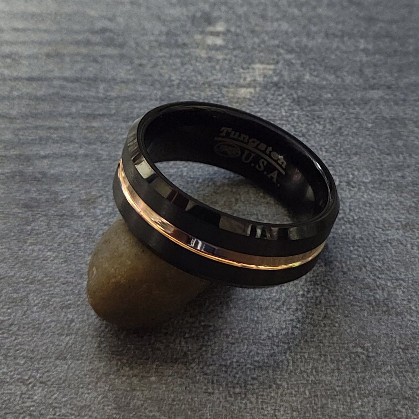 ThinkEngraved Promise Ring Personalized Men's Promise Ring Band With Thin Gold Line Groove