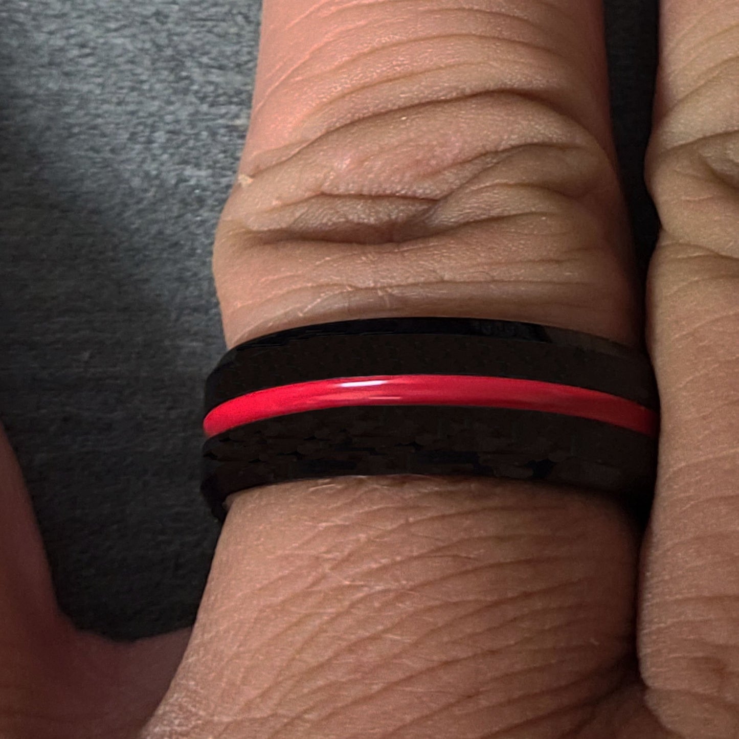 ThinkEngraved Promise Ring Personalized Men's Promise Ring Band With Thin Red Line Groove