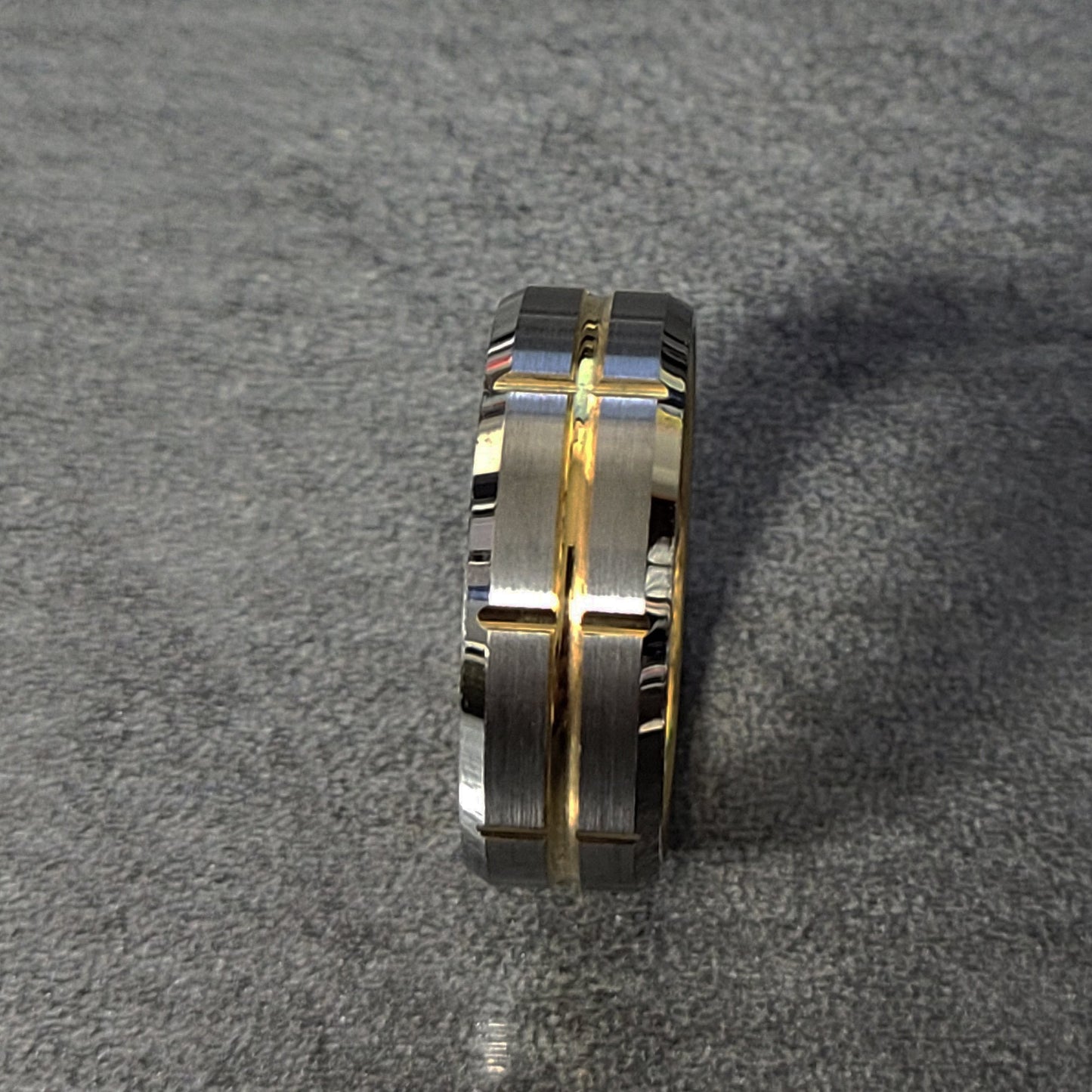 ThinkEngraved Promise Ring Personalized Men's Promise Ring - Grooved 14k Gold Over Real Tungsten