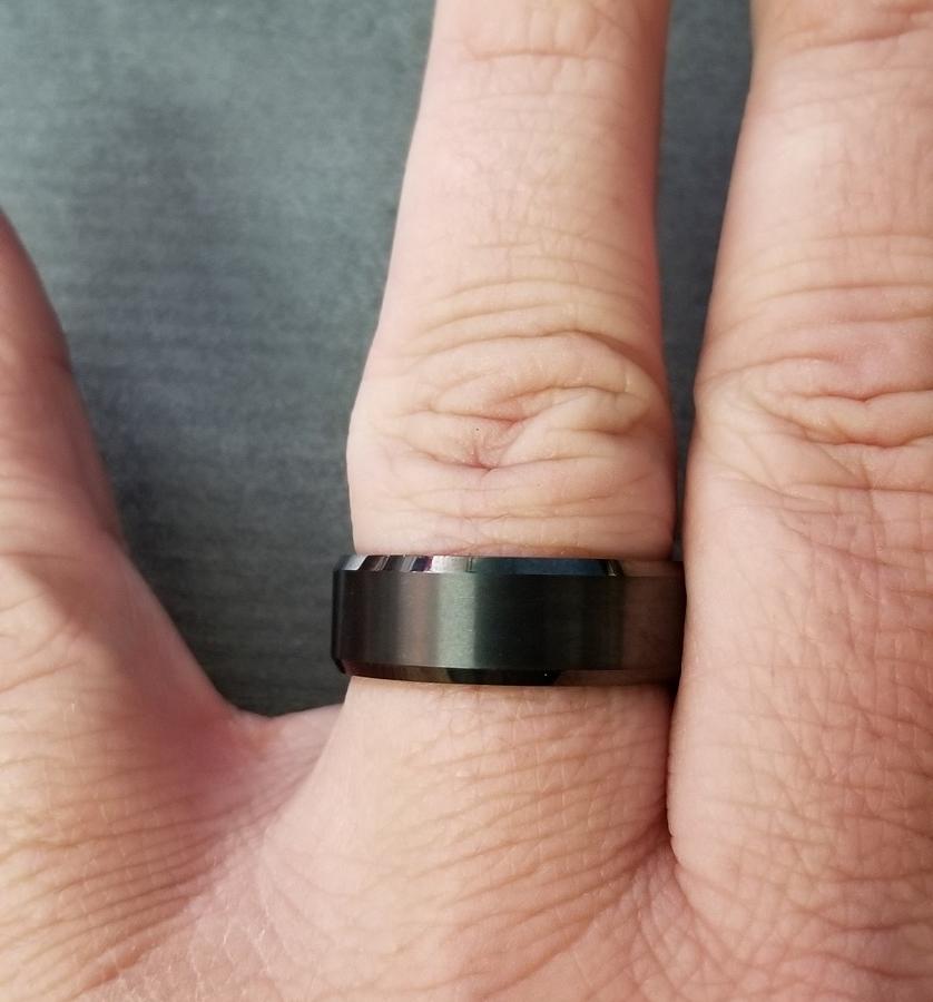 ThinkEngraved Promise Ring Personalized Men's Promise Ring - Matte Black Beveled Real Tungsten