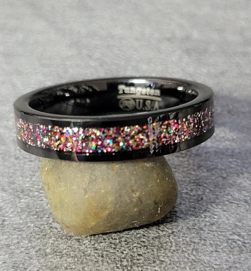 ThinkEngraved Promise Ring Personalized Men's Promise Ring - Red and Purple galaxy Opal Real Tungsten
