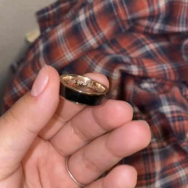 ThinkEngraved Promise Ring Personalized Men's Promise Ring - Rose Gold and Ceramic Inlay