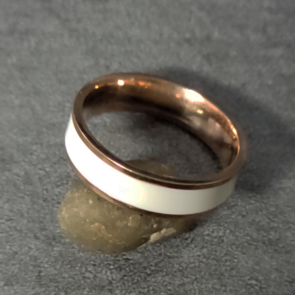 ThinkEngraved Promise Ring Personalized Men's Promise Ring - White Ceramic Rose Gold