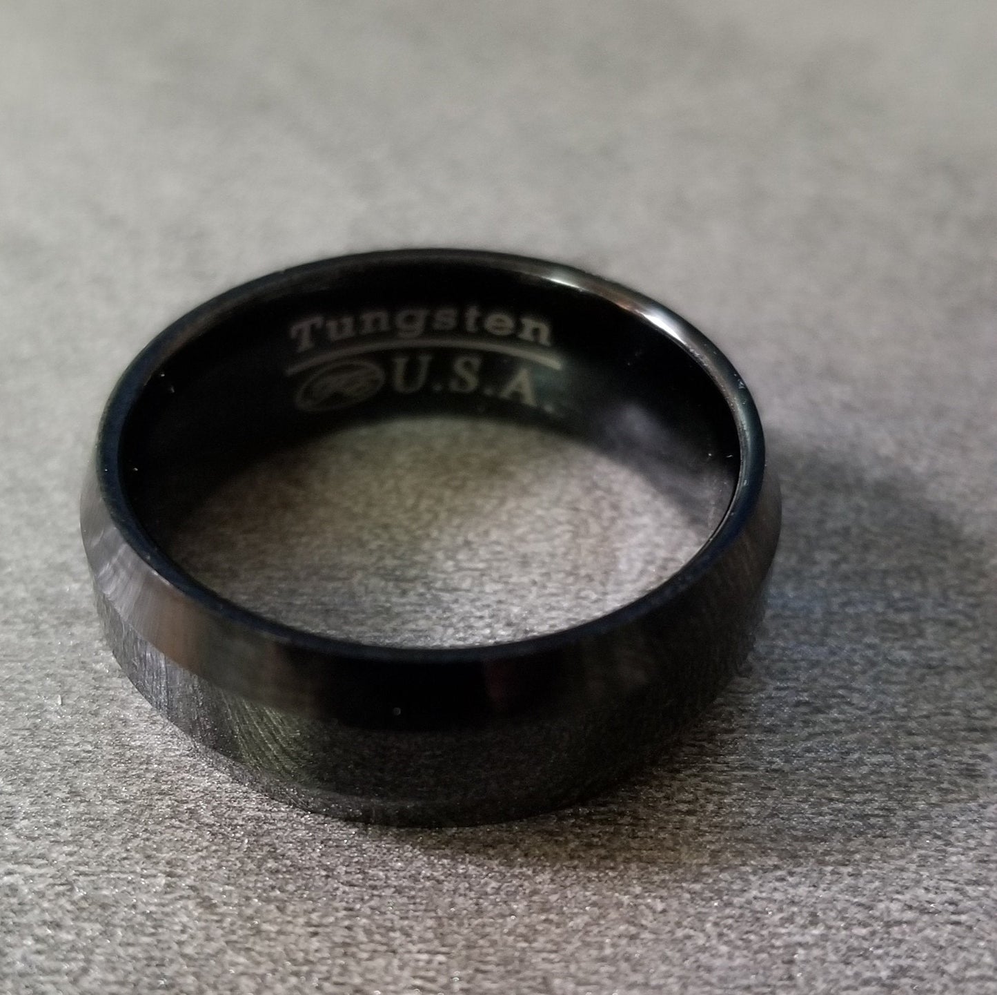 ThinkEngraved promise ring Personalized Men's Promise Ring - Wide Beveled Real Black Tungsten