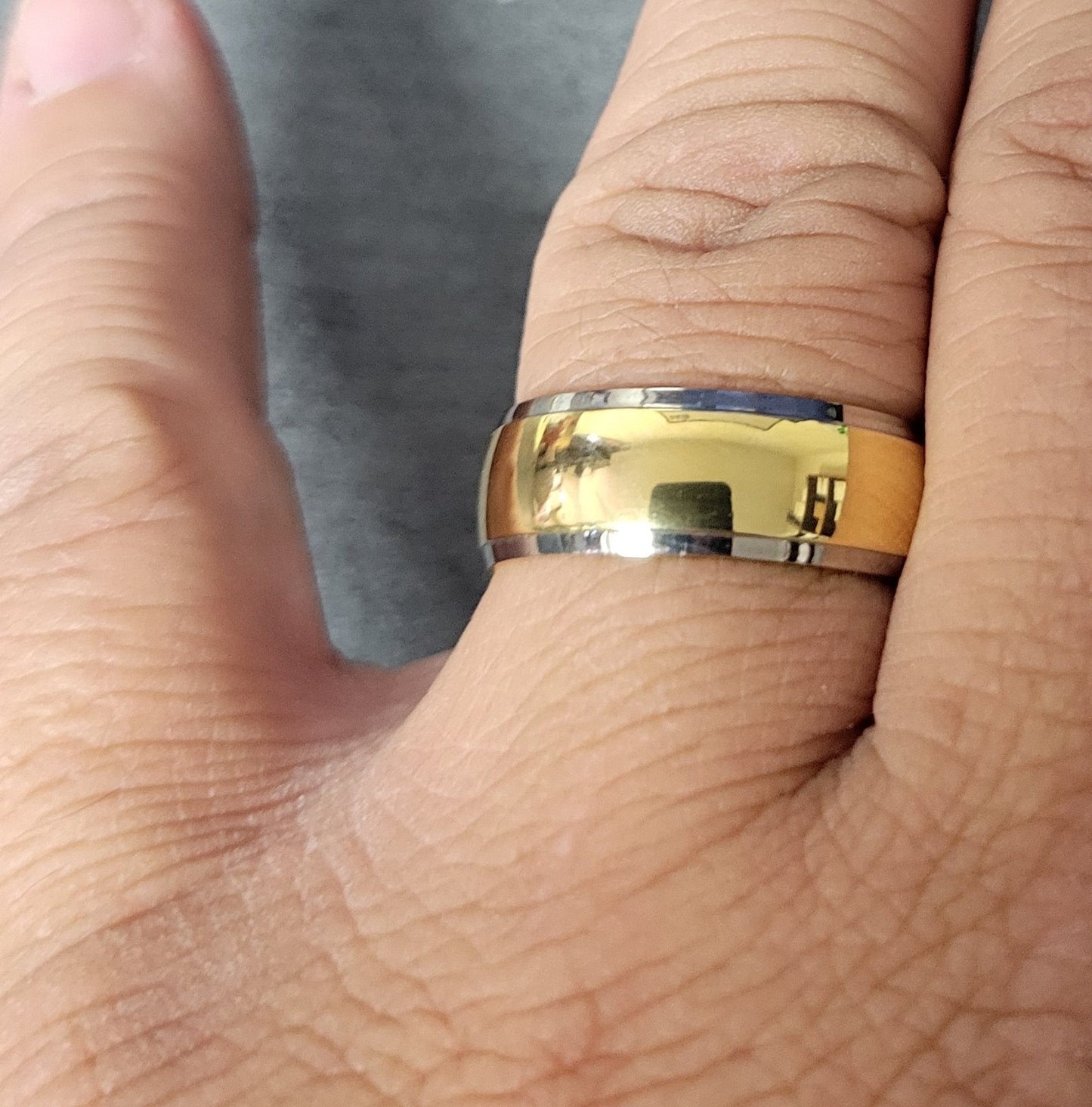 ThinkEngraved Promise Ring Personalized Men's Titanium Promise Ring - Beveled 14k Gold Over Titanium