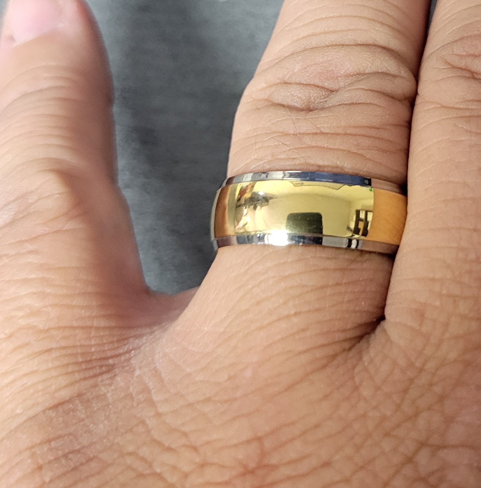 ThinkEngraved Promise Ring Personalized Men's Titanium Promise Ring - Beveled 14k Gold Over Titanium