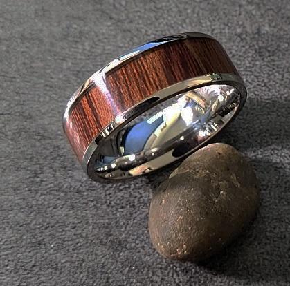 ThinkEngraved Promise Ring Personalized Men's Titanium Promise Ring - Silver Band With Wood Inlay