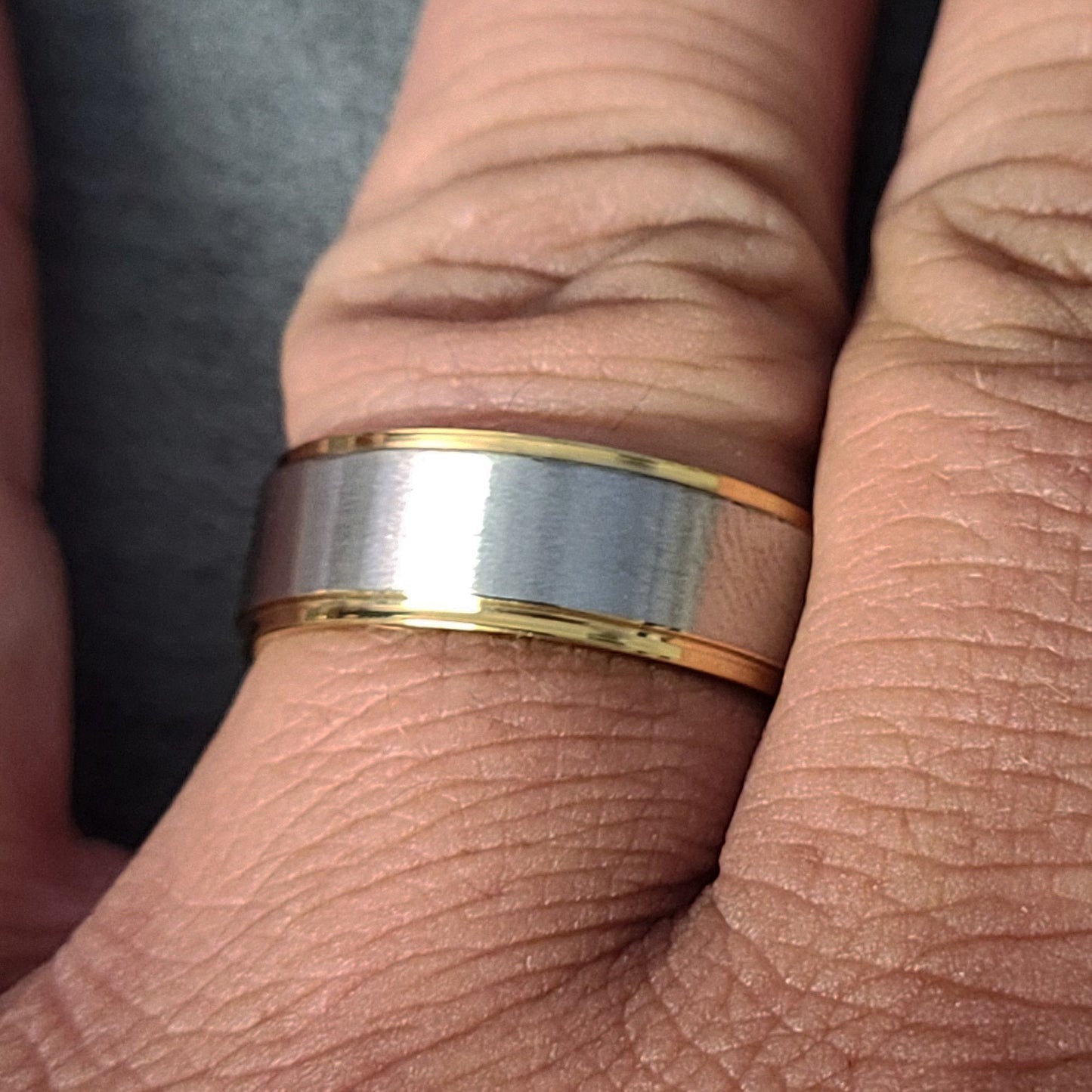ThinkEngraved Promise Ring Personalized Men's Traditional Gold and Silver Promise Ring - Handwriting Ring