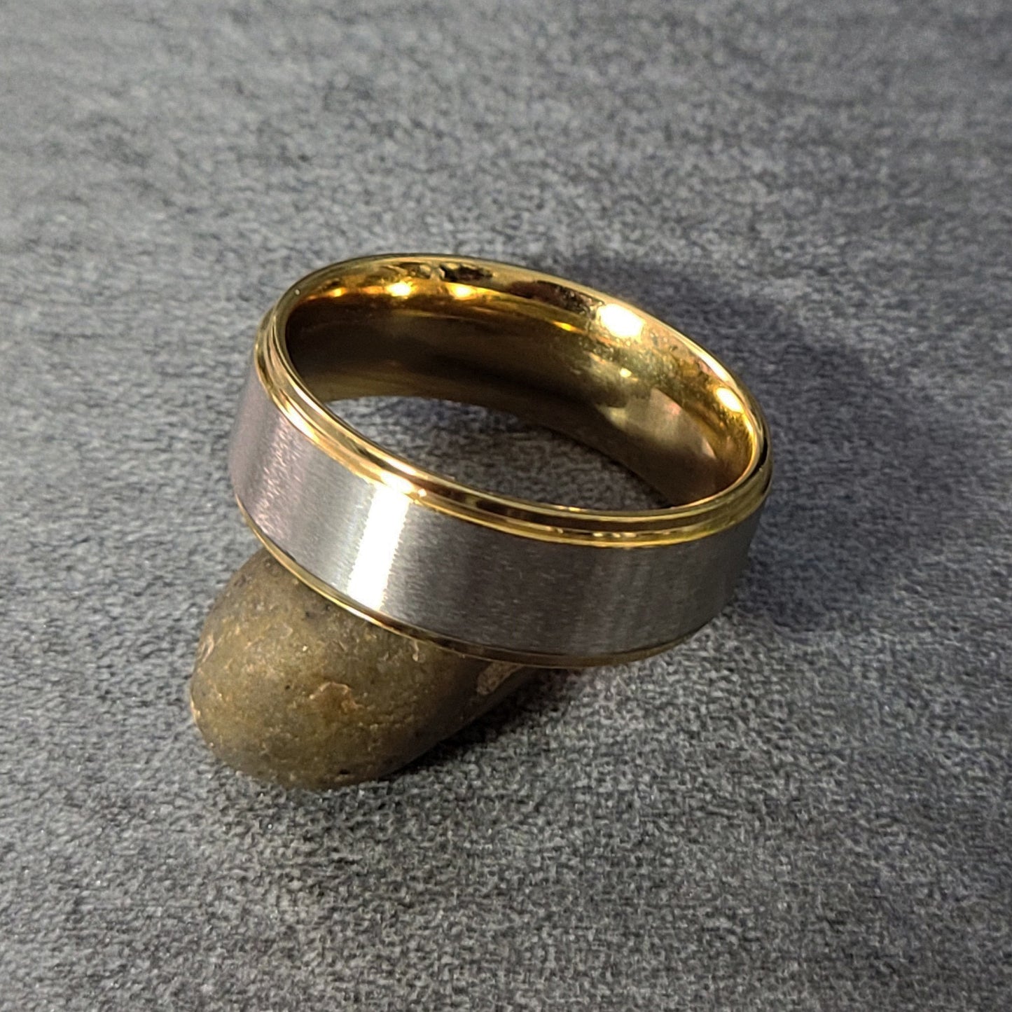 ThinkEngraved Promise Ring Personalized Men's Traditional Gold and Silver Promise Ring - Handwriting Ring