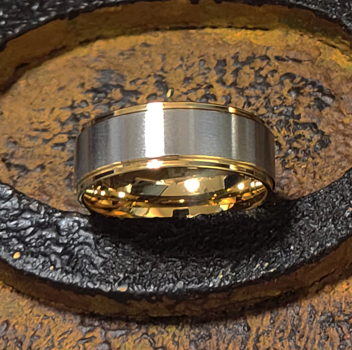 ThinkEngraved Promise Ring Personalized Men's Traditional Gold and Silver Promise Ring - Handwriting Ring