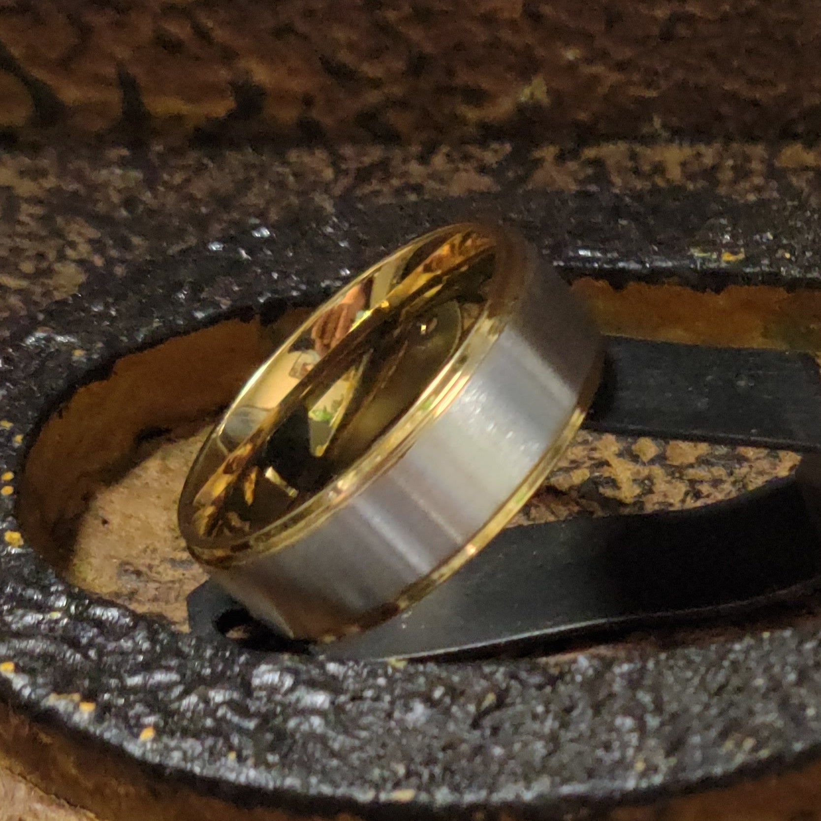 ThinkEngraved Promise Ring Personalized Men's Traditional Gold and Silver Promise Ring - Handwriting Ring