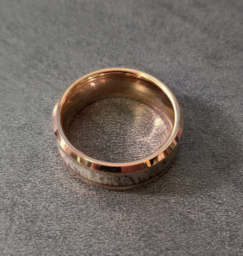 ThinkEngraved promise ring Personalized Men's Tungsten  Rose Gold Promise Ring Deer Antler Inlay