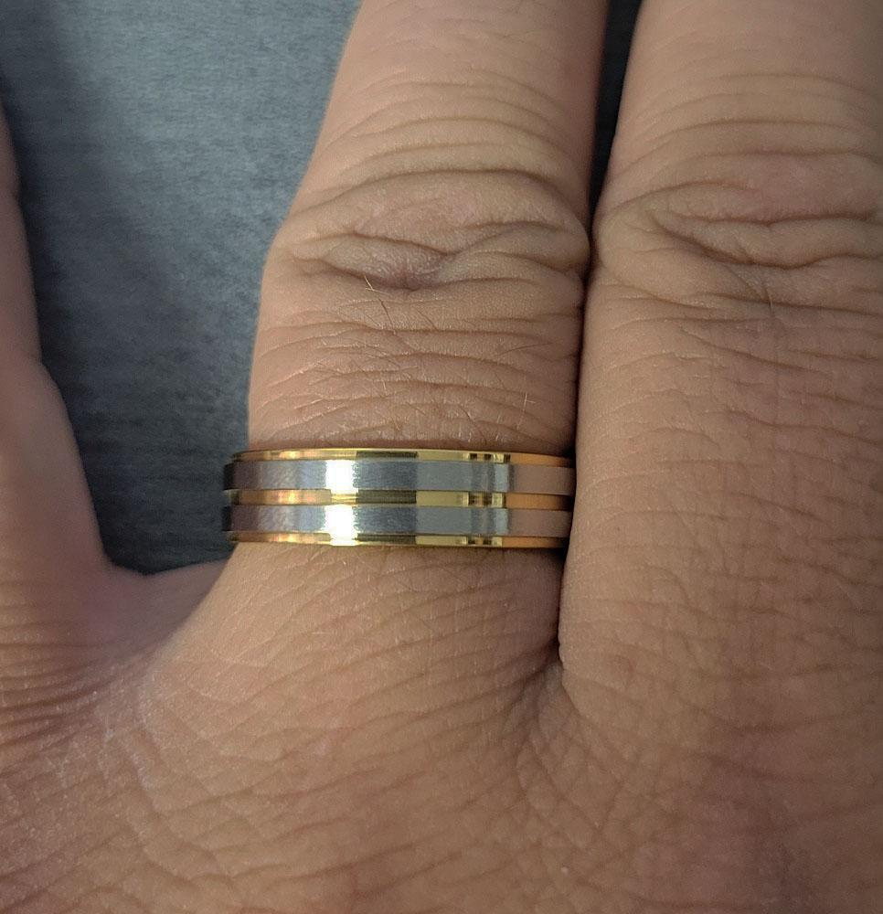 ThinkEngraved Promise Ring Personalized Women's Promise Ring - Center Groove 14k Gold Over Stainless Steel