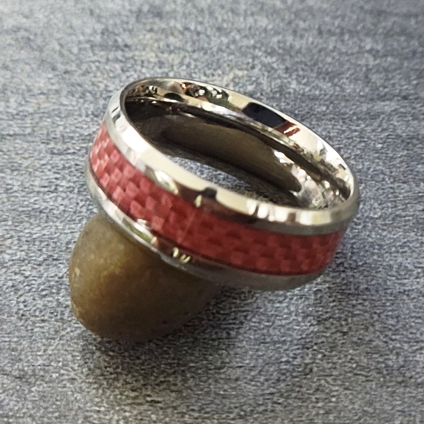 ThinkEngraved Promise Ring Personalized Women's Wedding or Promise Ring - Pink Carbon Fiber