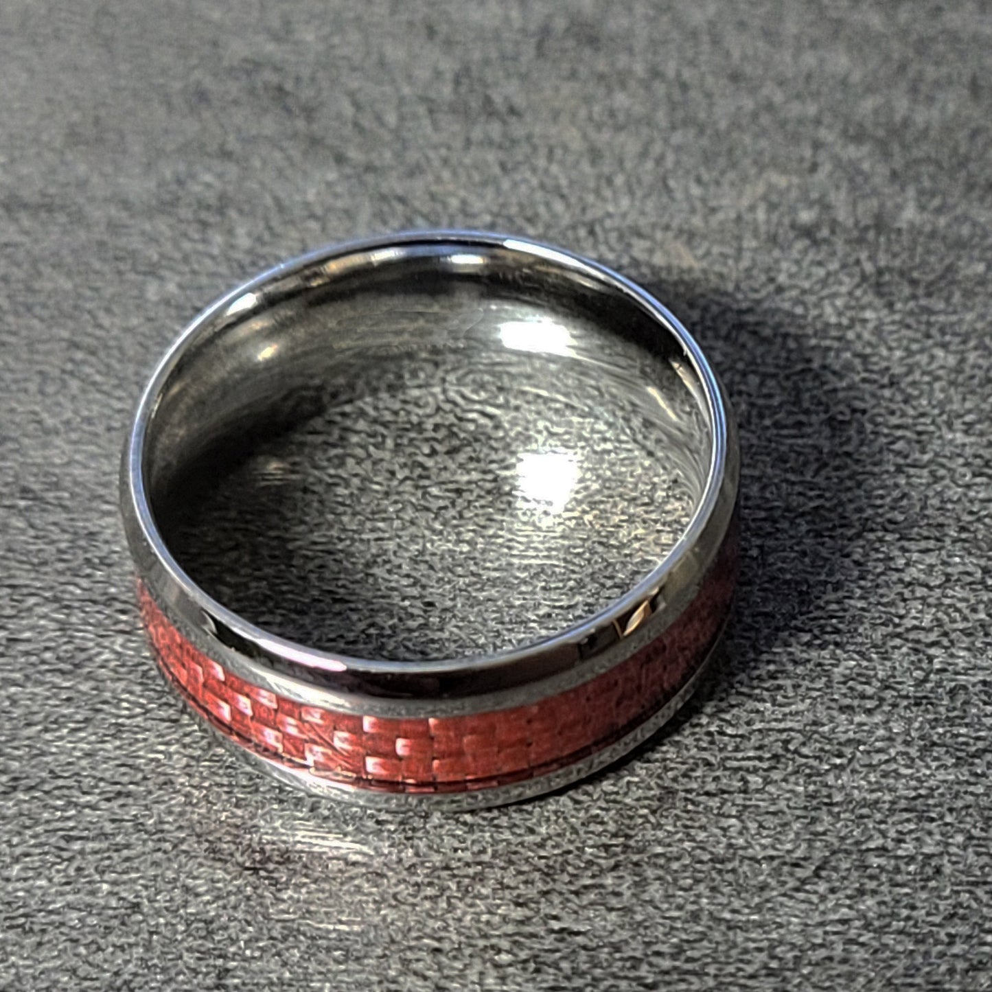 ThinkEngraved Promise Ring Personalized Women's Wedding or Promise Ring - Pink Carbon Fiber