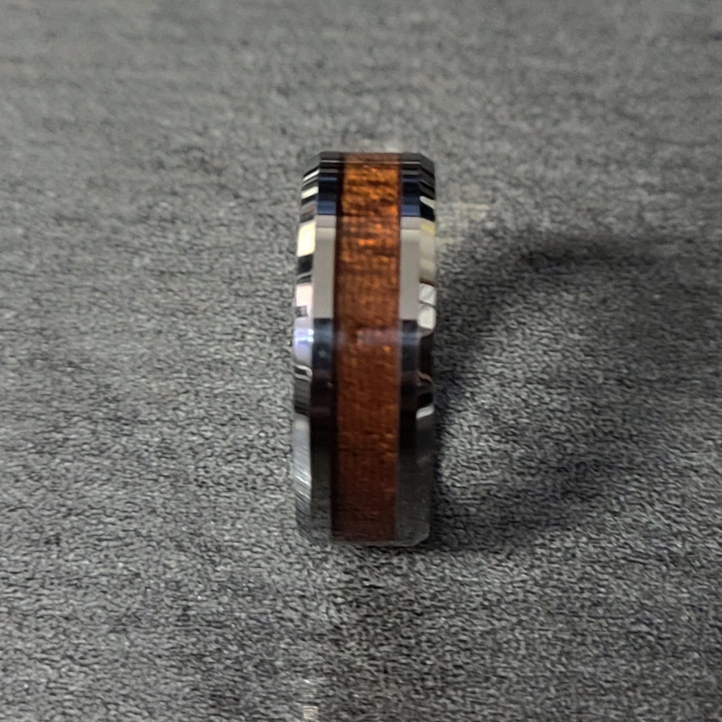 ThinkEngraved Rings Personalized Men's Tungsten Promise Ring - Silver With Wood Inlay