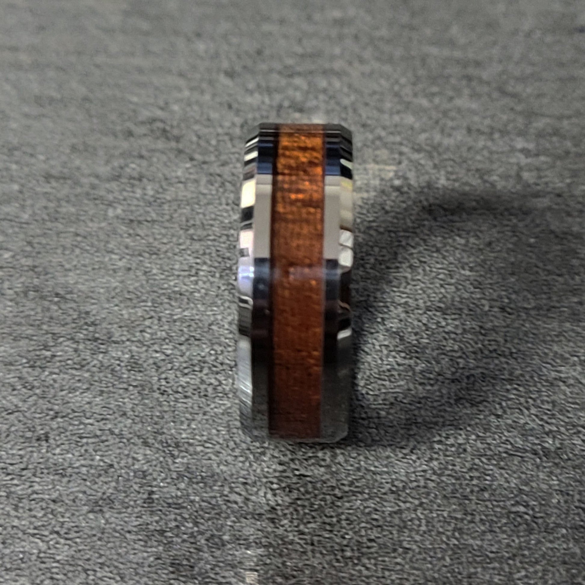 ThinkEngraved Rings Personalized Men's Tungsten Wedding Band - Silver With Wood Inlay