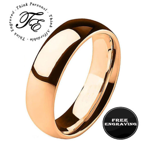 ThinkEngraved wedding Band 5 Personalized Men's Rose Gold Promise Ring - Engraved Men's Ring