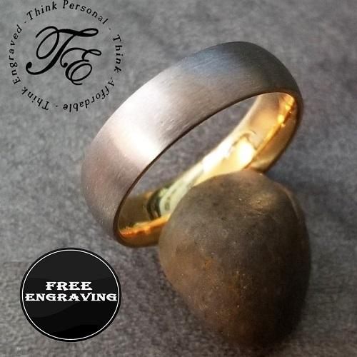 ThinkEngraved wedding Band 5 Personalized Men's Titanium Wedding Band - Dome Band Brushed Steel