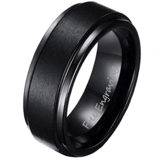 ThinkEngraved wedding Band 6 Personalized Men's Wedding Band - Brushed Matte Black Engraved