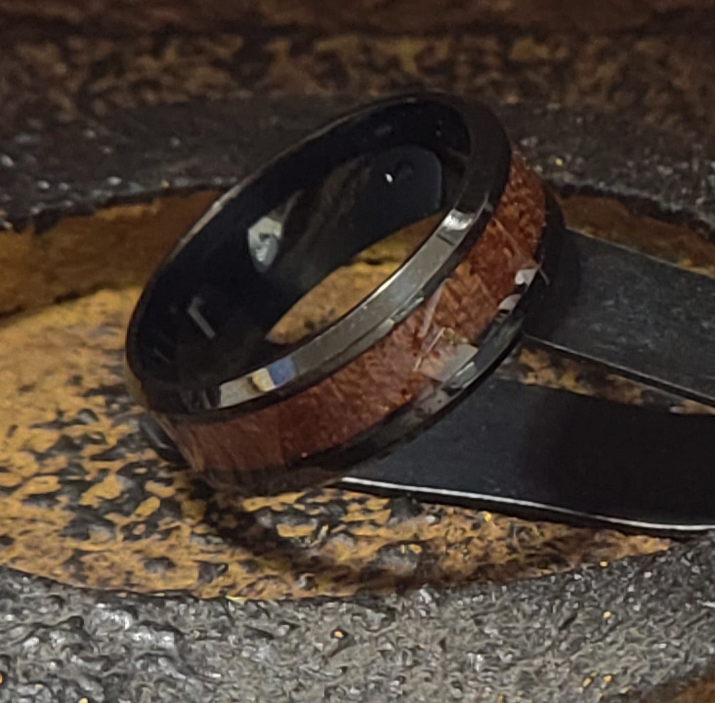 ThinkEngraved wedding Band Custom Engraved Men's Black Wood Wedding Ring - Wood Wedding Ring For Guys