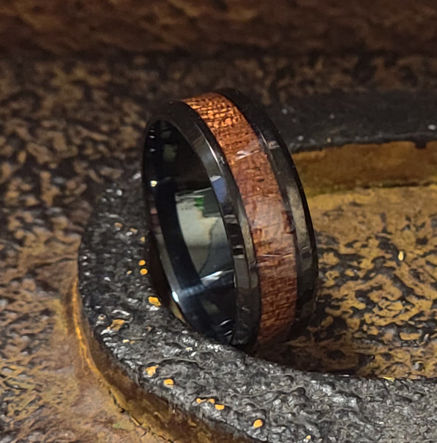 ThinkEngraved wedding Band Custom Engraved Men's Black Wood Wedding Ring - Wood Wedding Ring For Guys