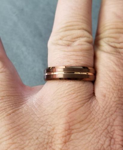 ThinkEngraved wedding Band Custom Engraved Men's Brass Copper Tungsten Wedding Ring - Personalized Handwriting Ring